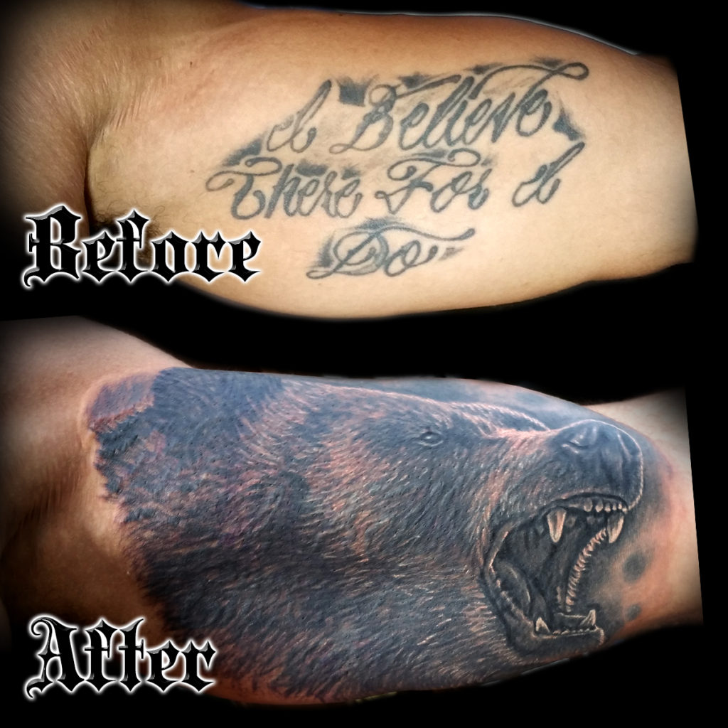 bear cover up tattoo