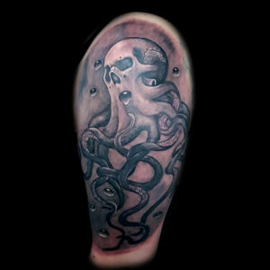 skull octopus tentacles tattoo