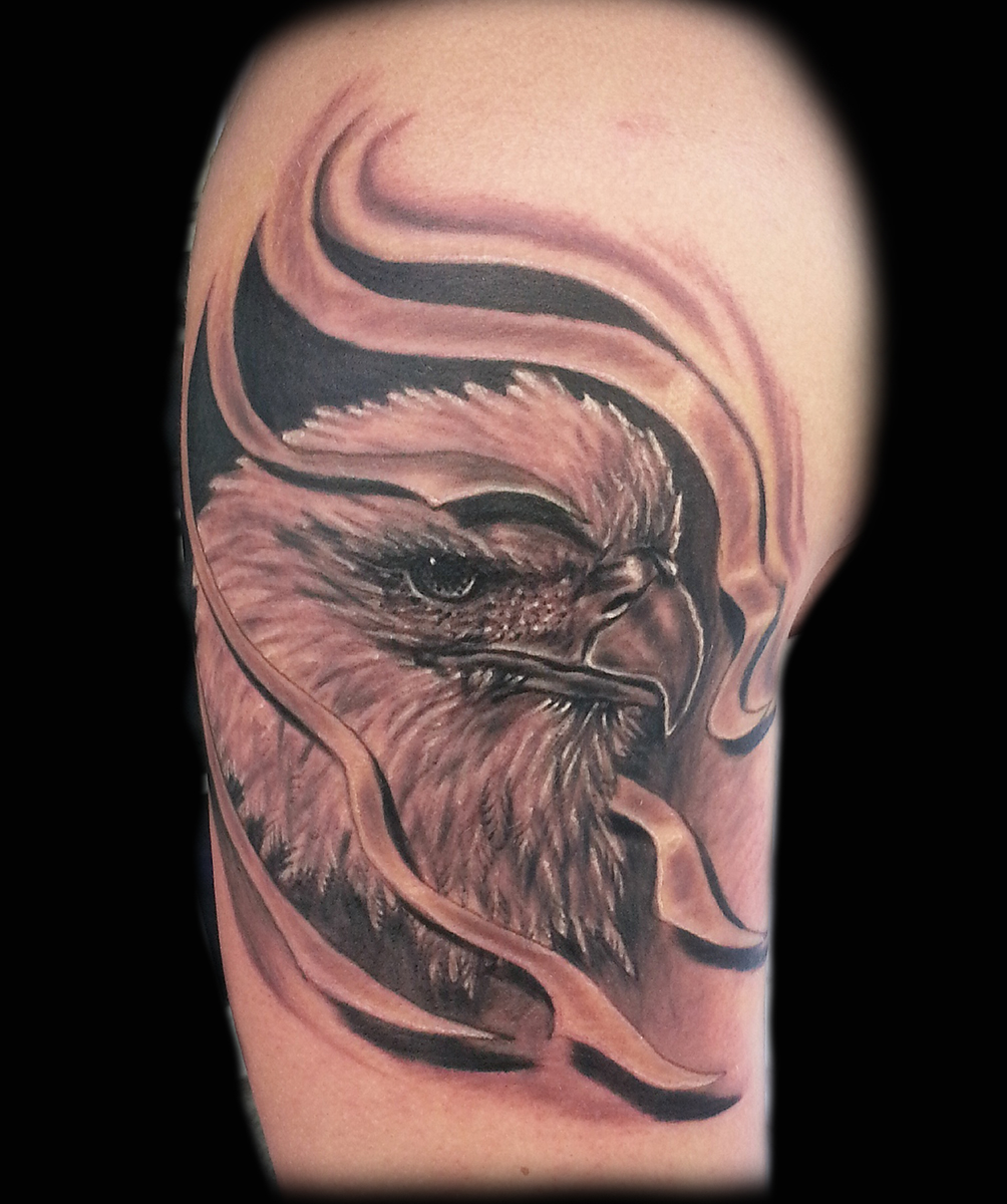 Black and White Eagle Face Tattoo Design by Morphart Creations #1643919