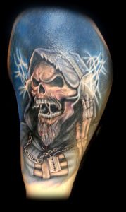 skull and lightning tattoo