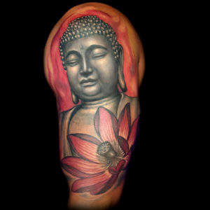 Buddha and lotus flower tattoo