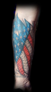 color Forearm America flag tattoo