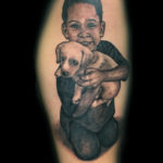 kid and dog 3d tattoo