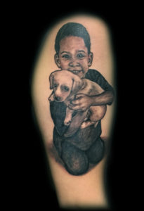kid and dog 3d tattoo