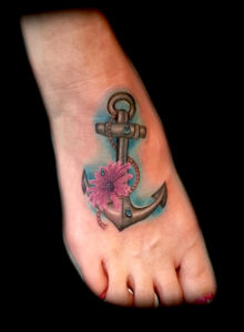 Anchor flower tattoo