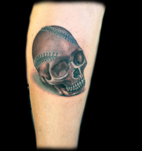 skull 3d tattoo baseball