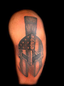 spartan helmet american flag tattoo