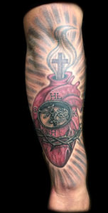 heart clock tattoo sacred heart