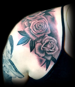 black and white roses tattoo