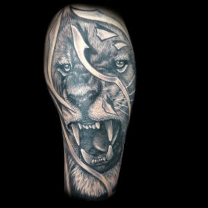 badass 3d lion tattoo