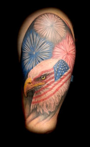 eagle flag fireworks tattoo