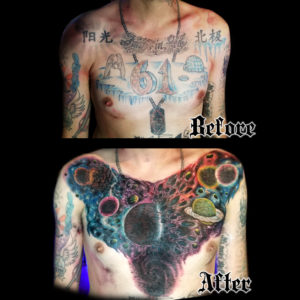 galaxy cover up tattoo