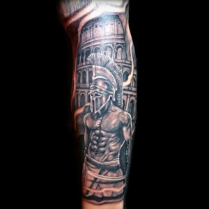 gladiator and coliseum tattoo