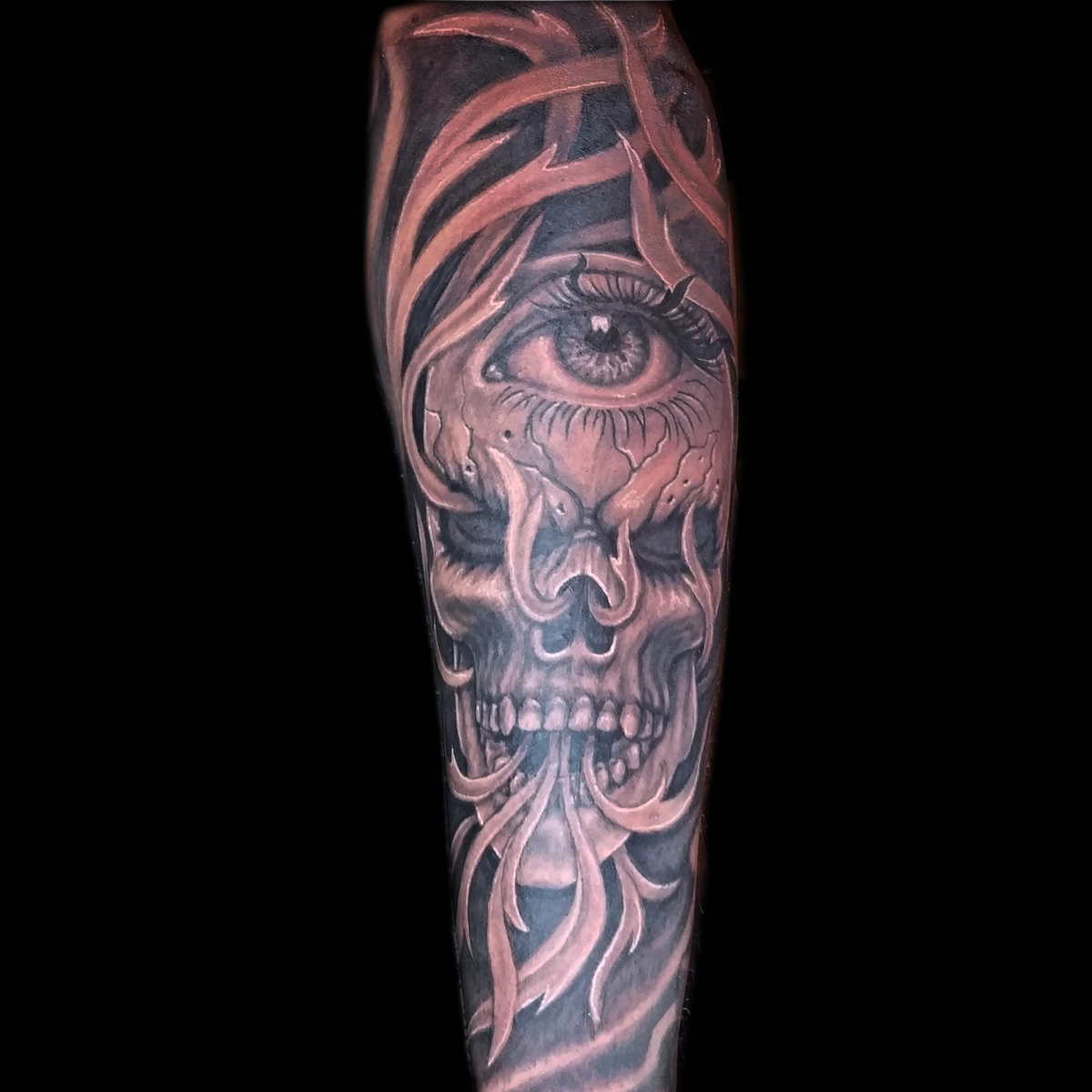Smoke Skull tattoo by Denis Sivak | Photo 14421