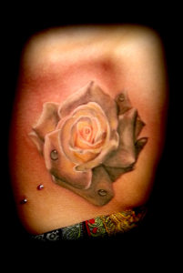 white rose realistic tattoo
