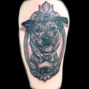 dog frame tattoo realistic