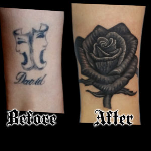 black rose cover up tattoo