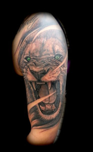 realistic lion tattoo roaring