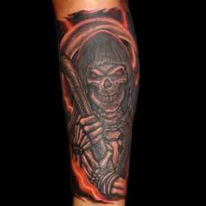 color grim reaper skull tattoo