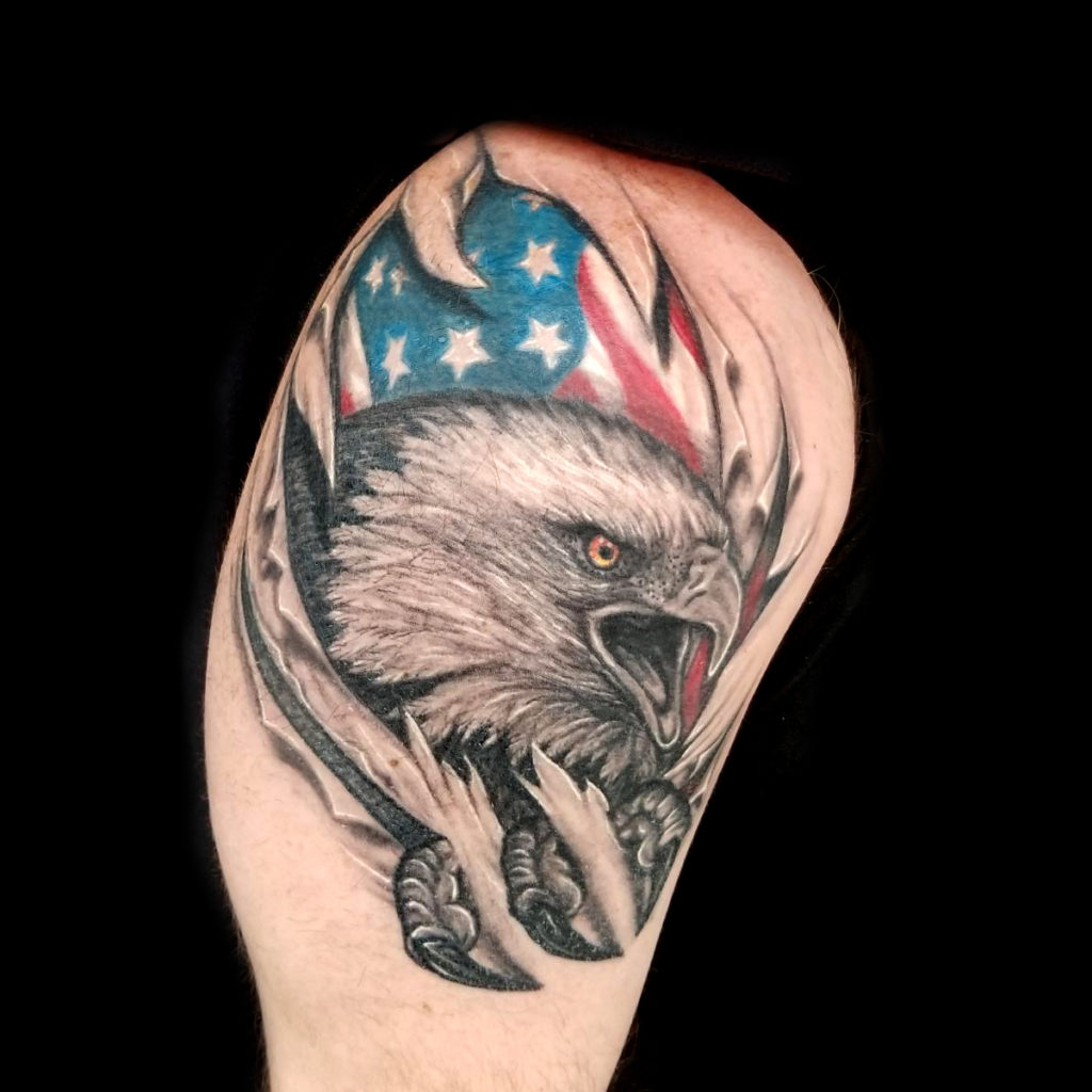 realistic eagle tattoos done at Masterpiece Tattoo in San Francisco