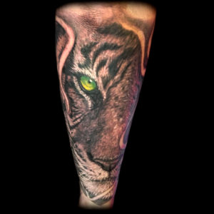 half tiger profile tattoo