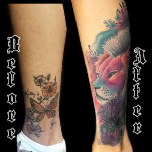 cover up color lion tattoo