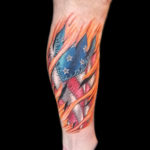 American flag realistic 3d tattoo inside thorn skin