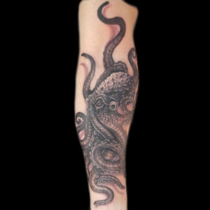 black and white octopus tattoo