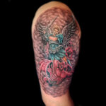 angel warrior devil fight tattoo
