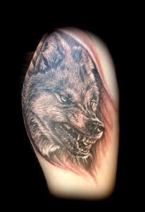 angry wolf tattoo