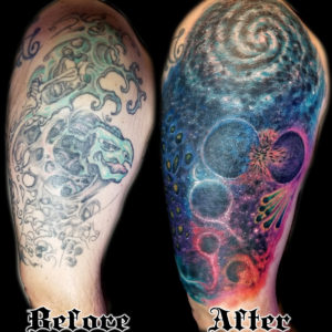 galaxy cover-up tattoo