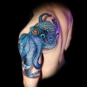 color octopus 3d tattoo blue