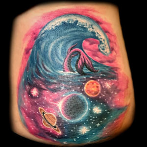 galaxy wave sea tattoo colorful
