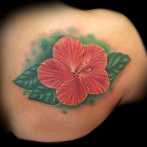 hibiscus realistic tattoo