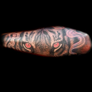 color tiger eyes tattoo