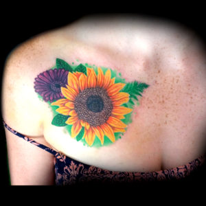 sunflower realistic color tattoo