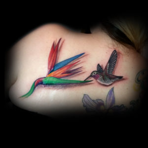 bird flower hummingbird tattoo