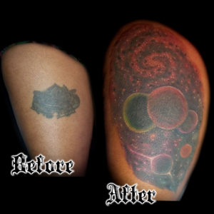 galaxy cover up before and after tattoo