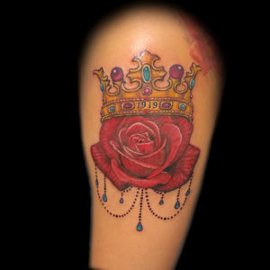 rose crown tattoo