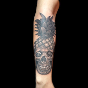 nautical skull beach pineapple tattoo