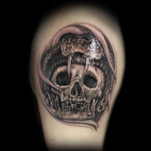 skull snake realistic tattoo