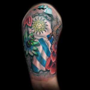 flag flowers tattoo
