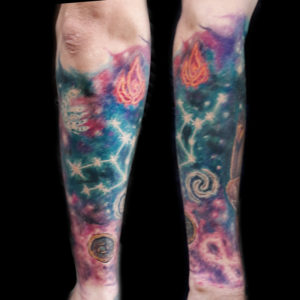 colorful galaxy tattoo