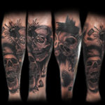 3d skulls tattoo guns