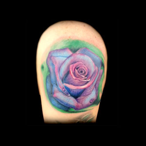 blue pink rose tattoo