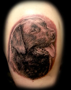 dog portrait tattoo black and white