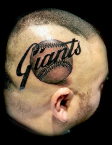 San Francisco Giants baseball head tattoo