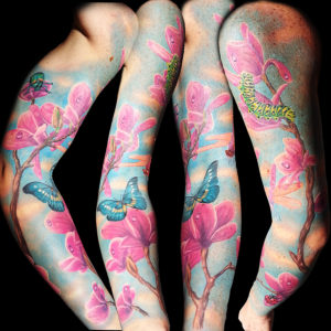 floral sleeve colorful girl
