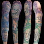 religious arm sleeve tattoo