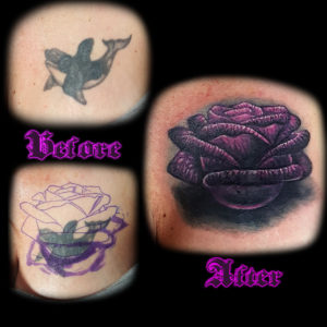purple rose tattoo cover-up